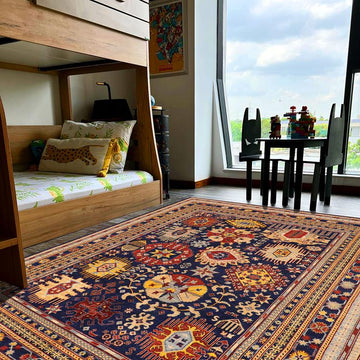 handmade Traditional Kafkaz Chobi Ziegler Blue Beige Hand Knotted RECTANGLE 100% WOOL area rug 9 x 12